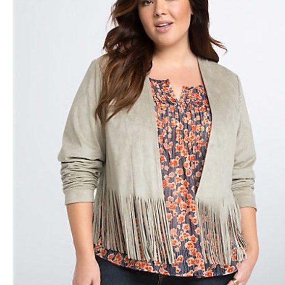 torrid Jackets & Blazers - Torrid Fringe Grey Suede Jacket NWT Size 2